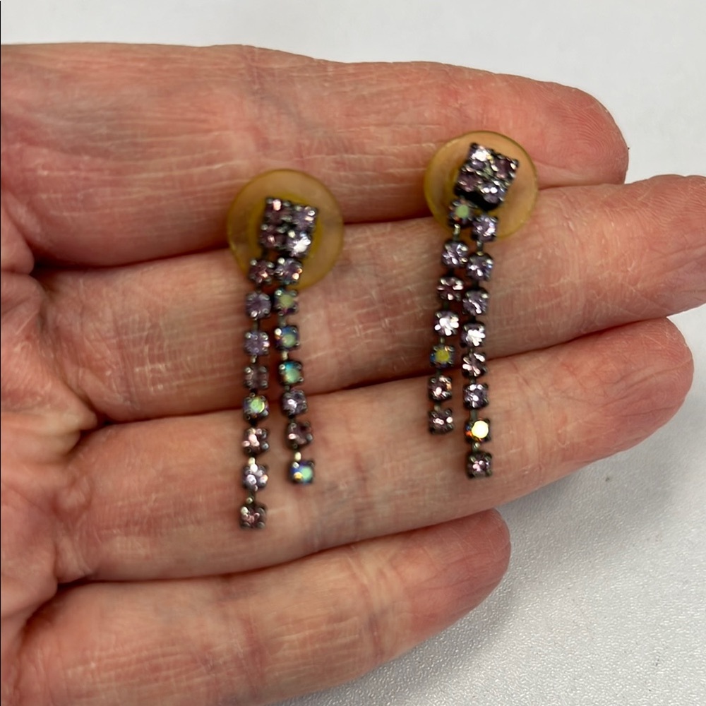 Purple Rhinestone Earrings